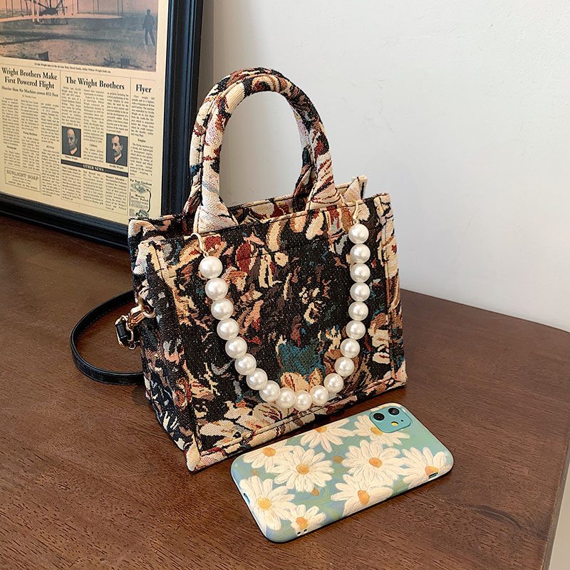 Azalea Dame Luxury Designer Large Tote Hadbag - Stor Brun