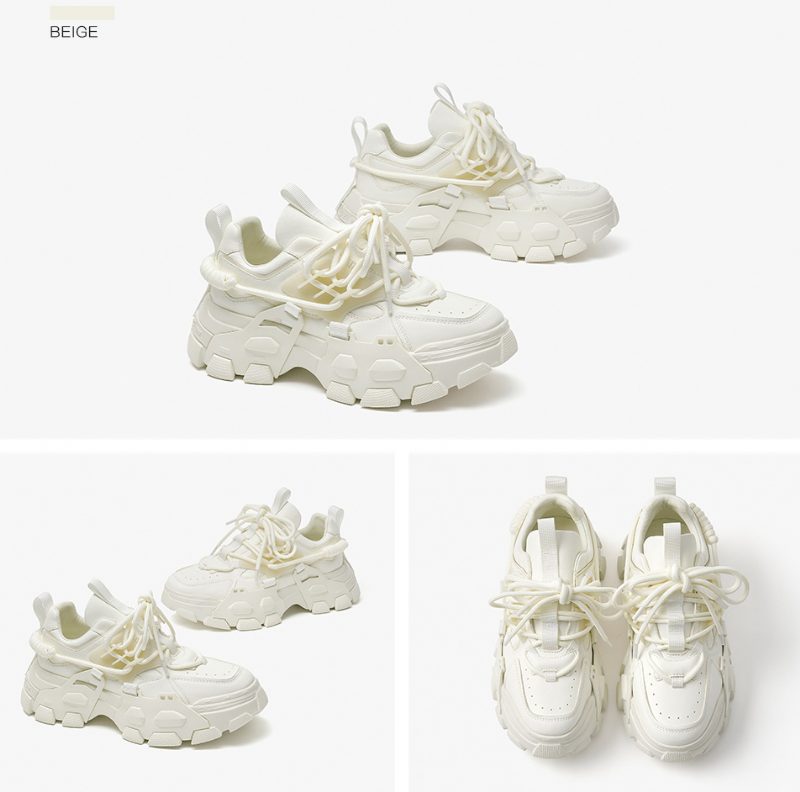Barbara Platform Sneaker I Læder Til Kvinder - Beige