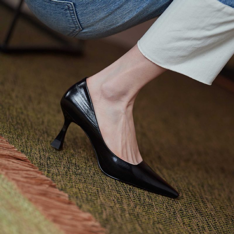 Begonia Pumps I Læder Til Kvinder - Sort