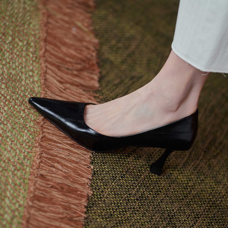 Begonia Pumps I Læder Til Kvinder - Sort