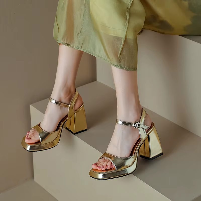 Bela Dame Ankelstropper Luksus Sandaler - Guld