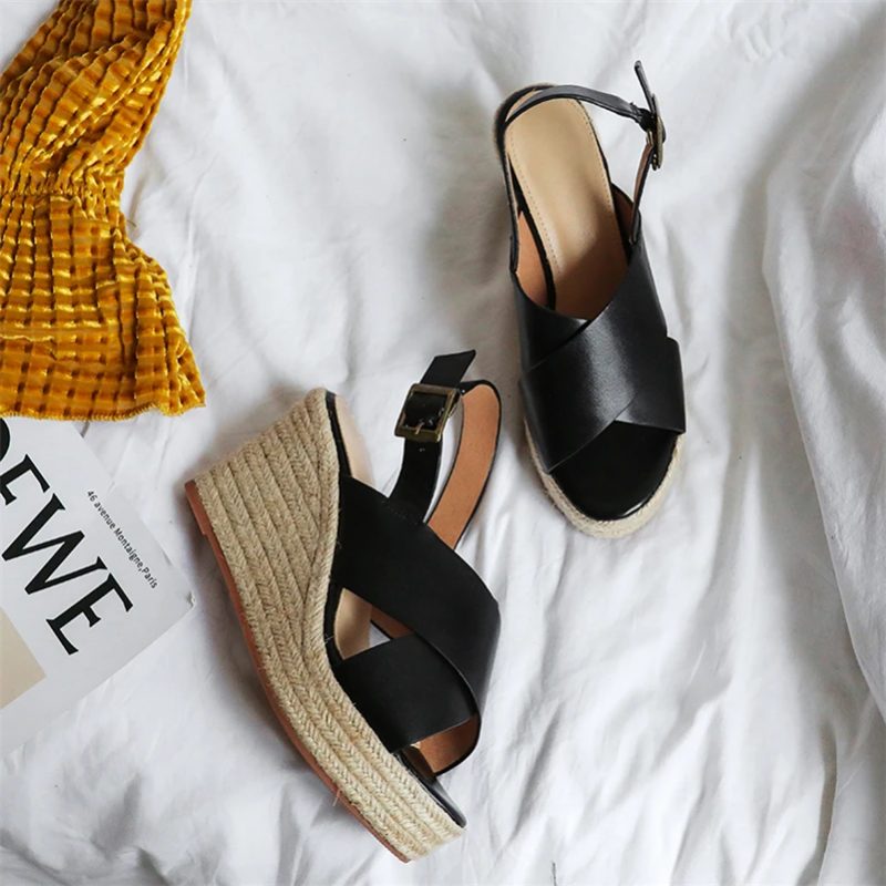 Bela Platform Wedges-sandaler Til Kvinder - Sort