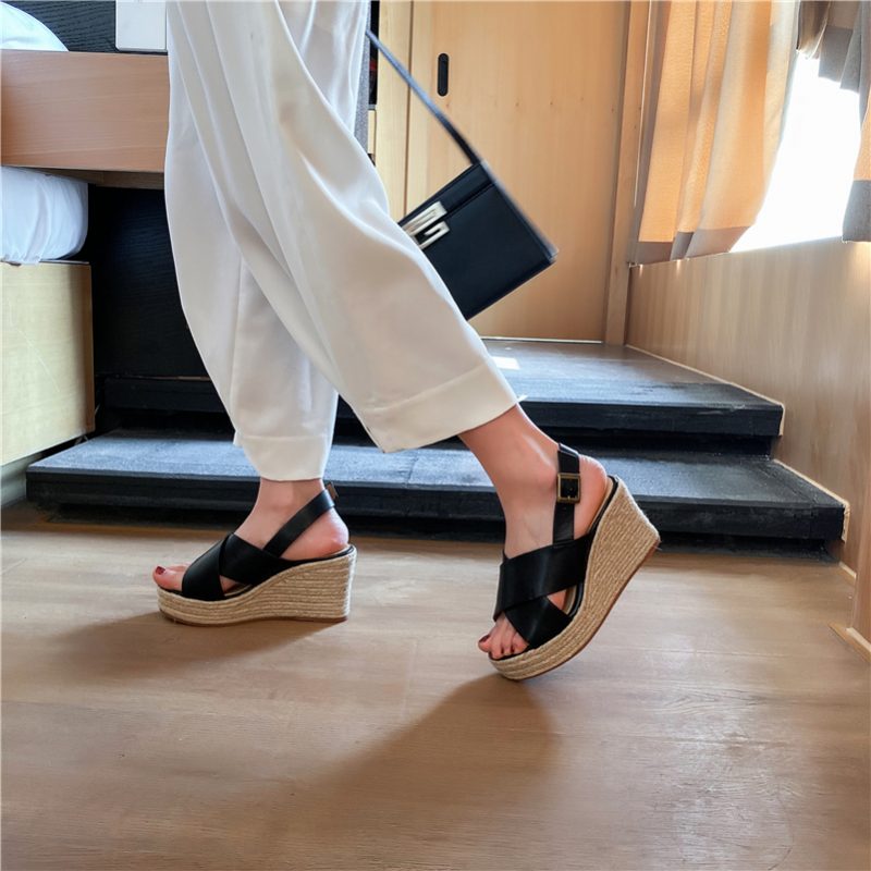 Bela Platform Wedges-sandaler Til Kvinder - Sort