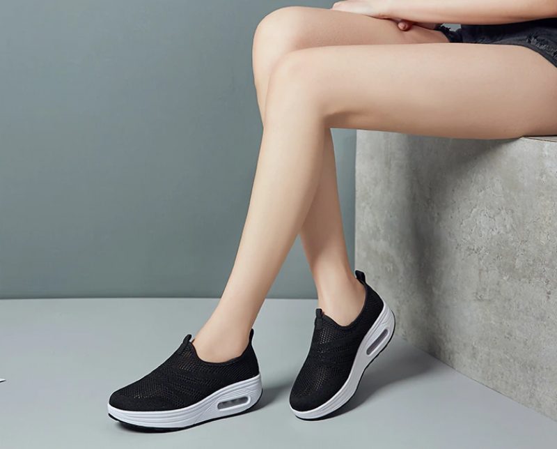 Bennu Sorte Walking-sko Til Kvinders Platform - Sort