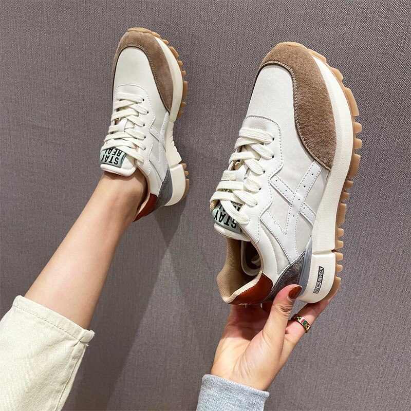 Bianco Casual Sneaker I Læder Til Kvinder - Abrikos