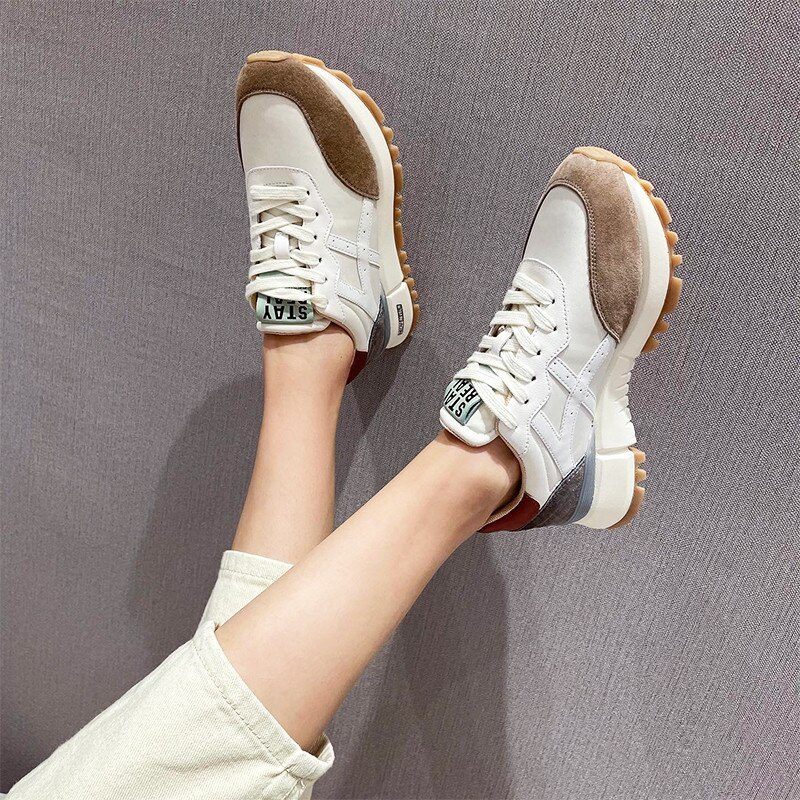 Bianco Casual Sneaker I Læder Til Kvinder - Abrikos