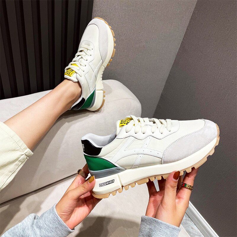 Bianco Casual Sneaker I Læder Til Kvinder - Abrikos