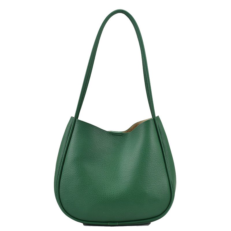 Bilin Dame Læder Bucket Shoulder Håndtaske - Grøn