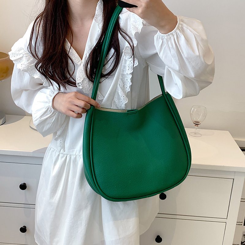 Bilin Dame Læder Bucket Shoulder Håndtaske - Grøn
