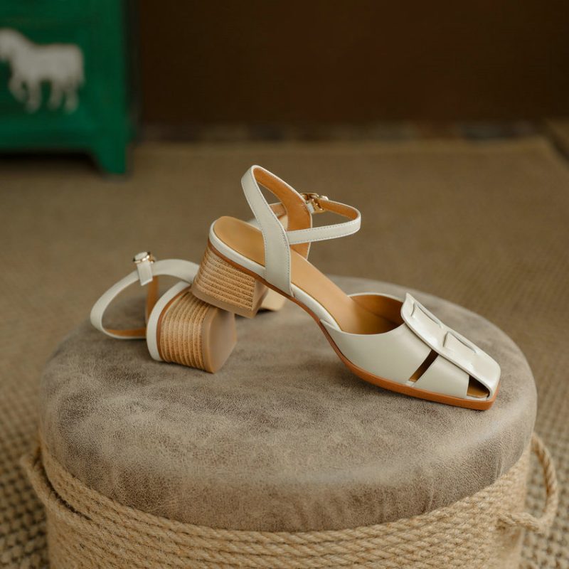 Bilma Casual Sandal I Ægte Læder Til Kvinder - Beige