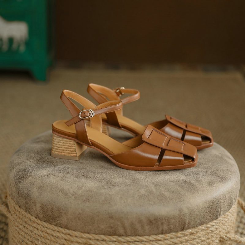 Bilma Casual Sandal I Ægte Læder Til Kvinder - Beige