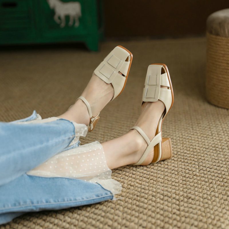 Bilma Casual Sandal I Ægte Læder Til Kvinder - Beige