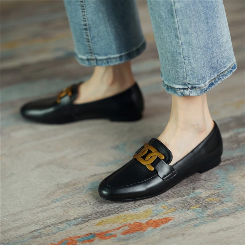 Borda Flat Loafer Sko Til Kvinder - Sort