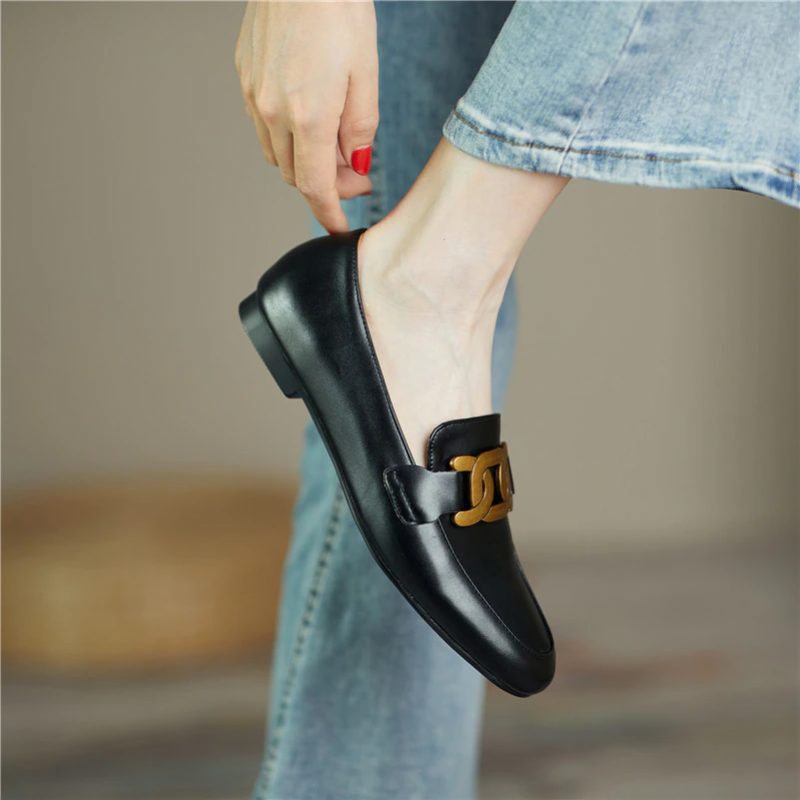 Borda Flat Loafer Sko Til Kvinder - Sort