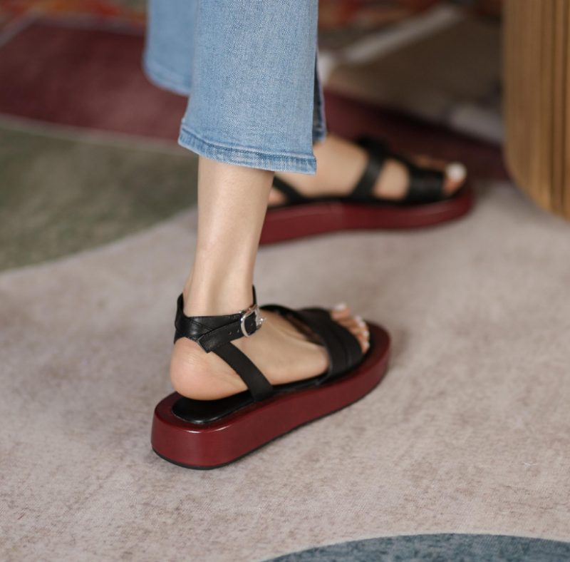 Brusel Flad Sandal Til Kvinder - Sort