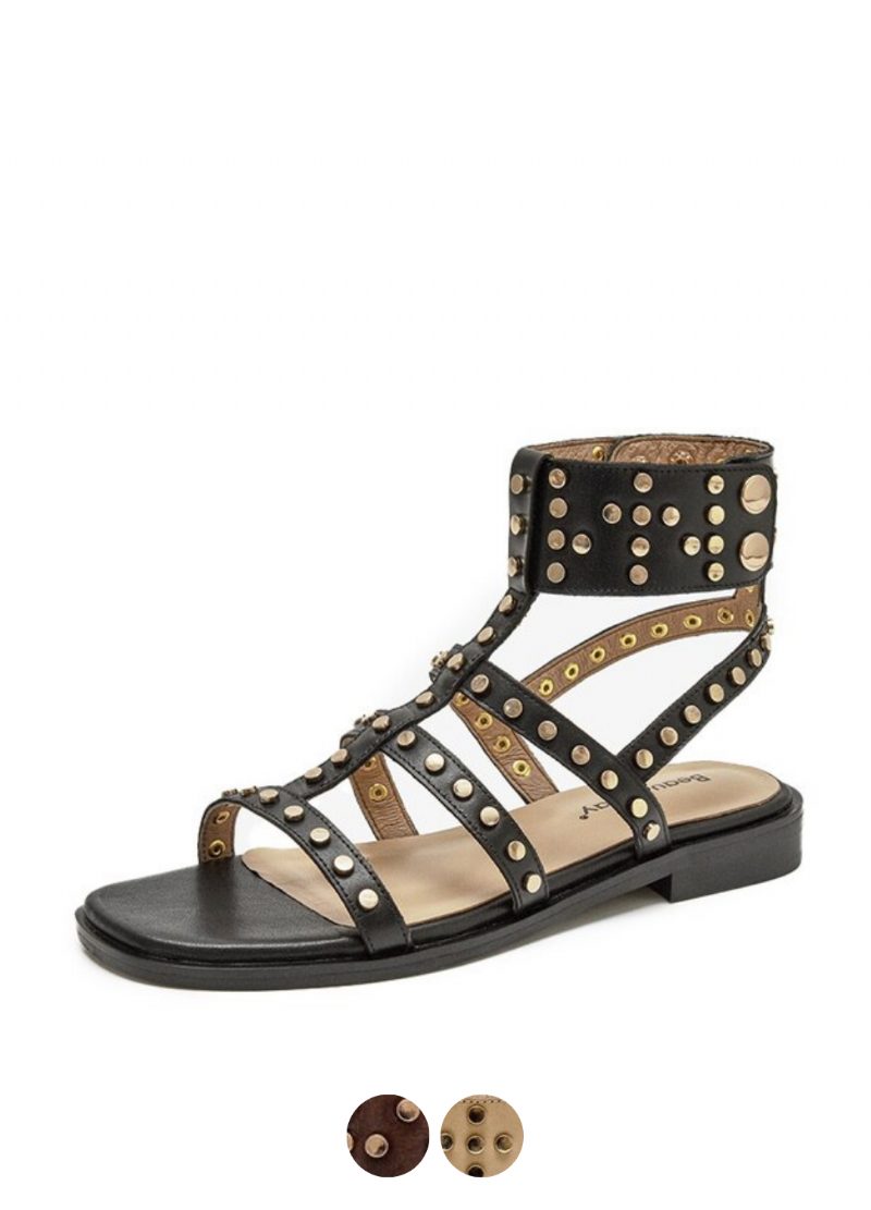 Bryony Gladiator Flad Sandal I Læder Til Kvinder