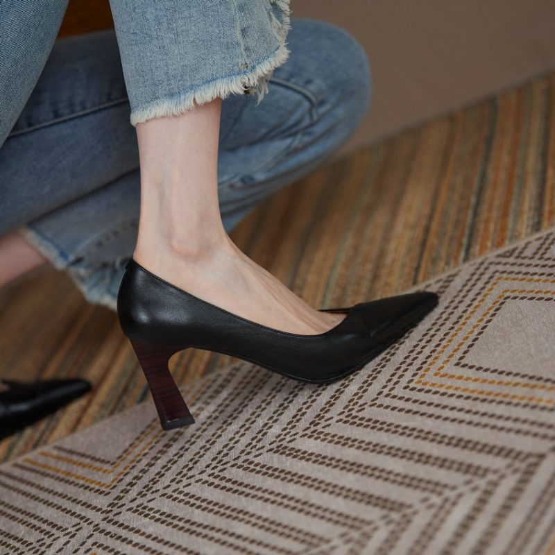 Camelia Kvinders Firkantede Højhælede Elegante Pumps - Brun