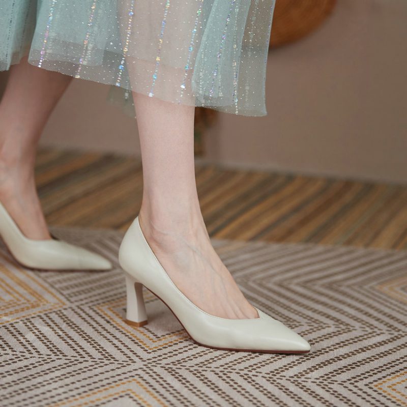 Camelia Kvinders Firkantede Højhælede Elegante Pumps - Brun