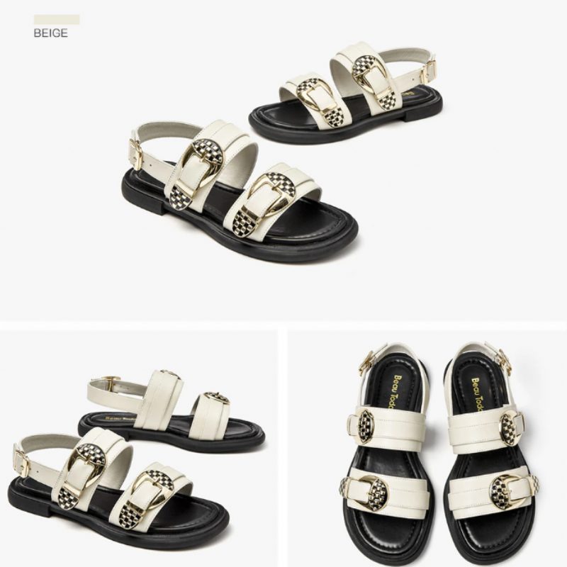 Carole Dame Gladiator Sandaler Læder - Beige
