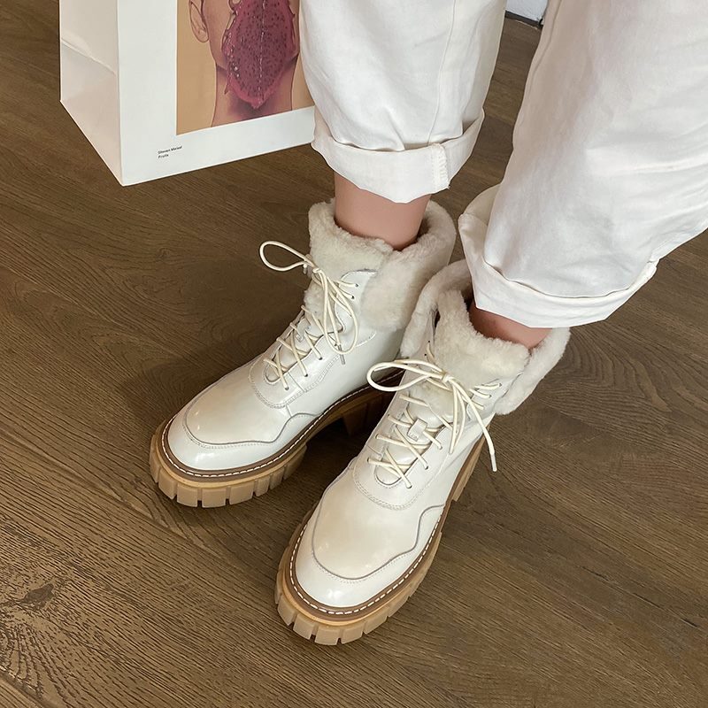 Caruso Damepels Varme Læderstøvler - Beige