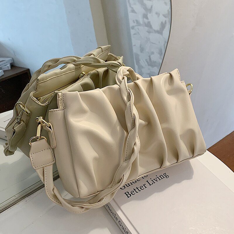 Cata Plisseret Crossbody Håndtaske Til Kvinder - Khaki