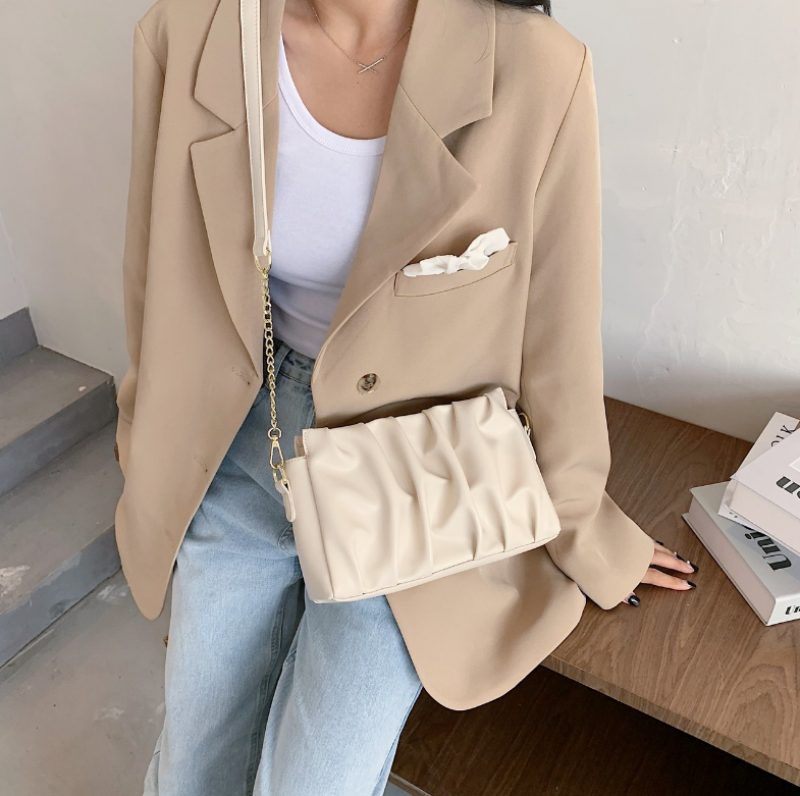 Cata Plisseret Crossbody Håndtaske Til Kvinder - Khaki