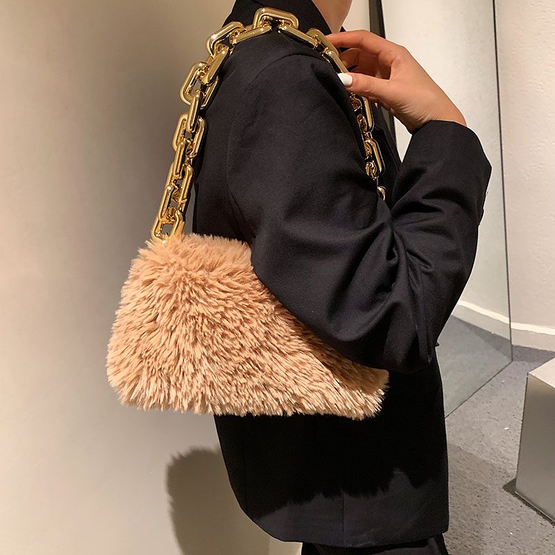 Celeste Chunky Kæde Skulder Håndtaske Til Kvinder - Khaki