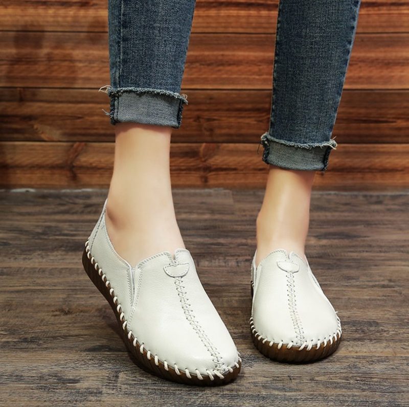 Charis Damesko I Flade Læder - Beige