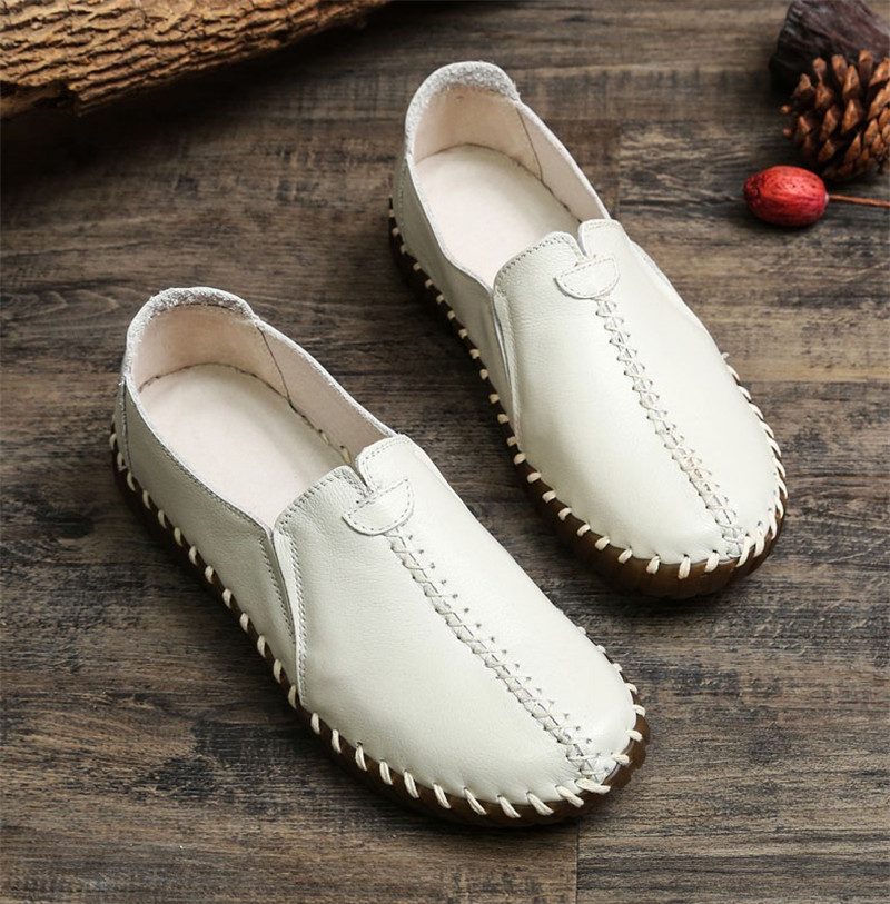 Charis Damesko I Flade Læder - Beige
