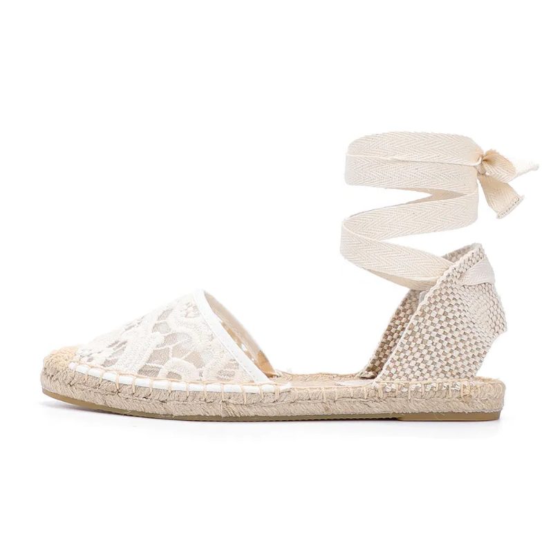 Chelito Flade Espadriller Med Blonder Til Kvinder - Hvid