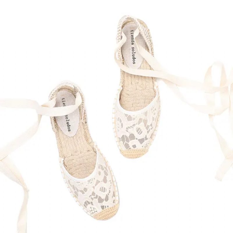 Chelito Flade Espadriller Med Blonder Til Kvinder - Hvid