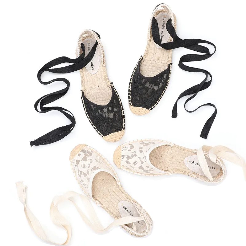 Chelito Flade Espadriller Med Blonder Til Kvinder - Hvid