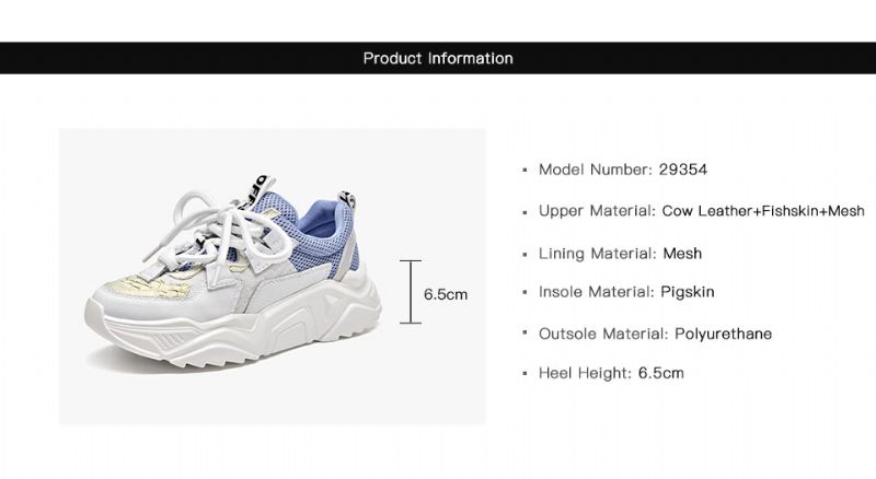 Chelma Sneaker Platform Søde Lædersko Til Kvinder - Hvid Blå