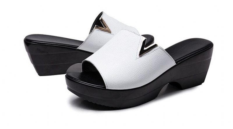 Chiqui Lædersandal Med Chunky-såler Til Kvinder - Hvid