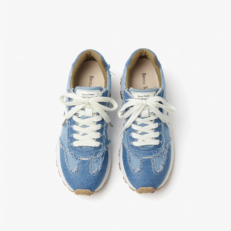 Clara Sneaker I Læder Med Snørebånd Til Kvinder - Blå
