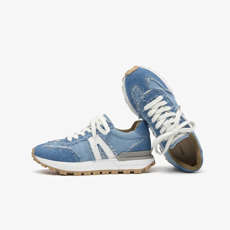 Clara Sneaker I Læder Med Snørebånd Til Kvinder - Blå