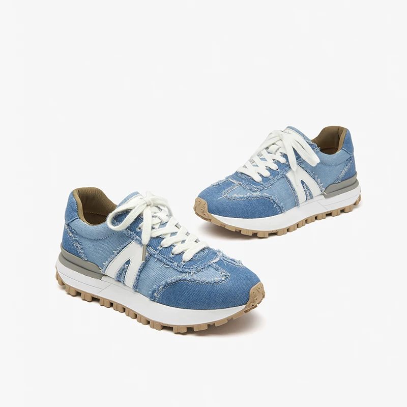 Clara Sneaker I Læder Med Snørebånd Til Kvinder - Blå