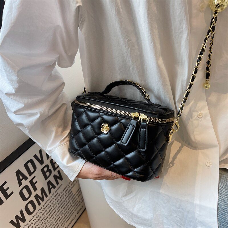 Claret Luksus Læder Mini Crossbody Håndtaske Til Kvinder - Stor Sort