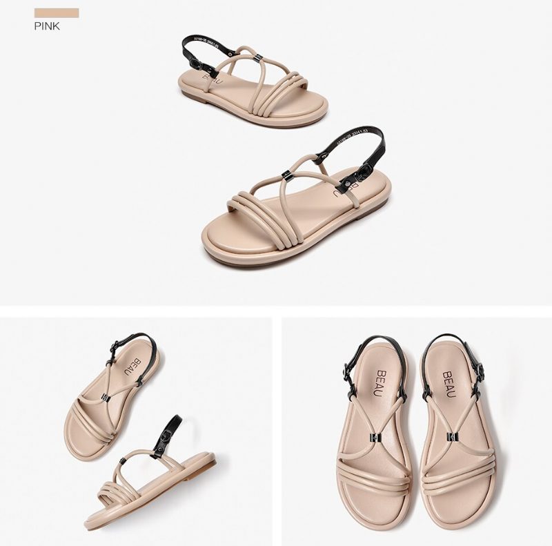 Claritza Lædersandaler Til Kvinder - Beige