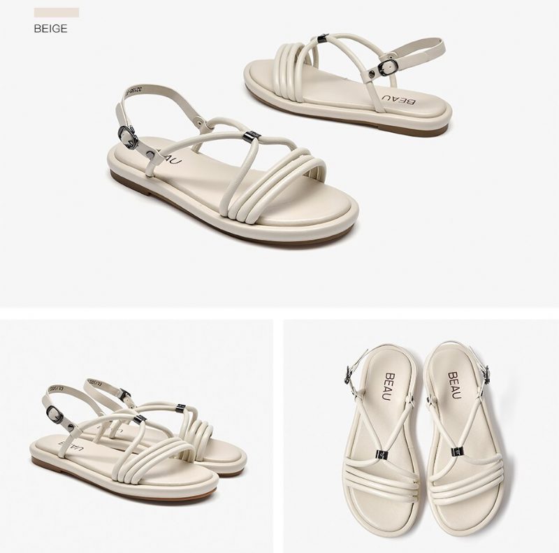 Claritza Lædersandaler Til Kvinder - Beige