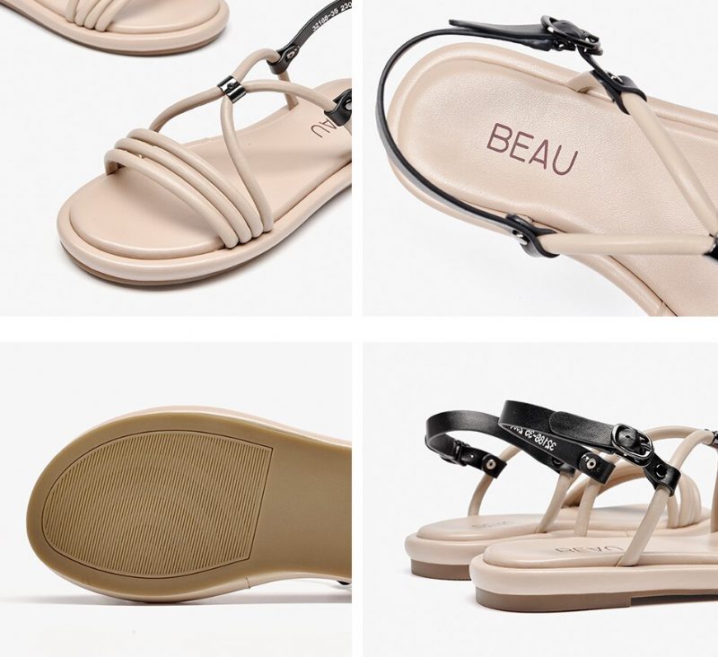 Claritza Lædersandaler Til Kvinder - Beige