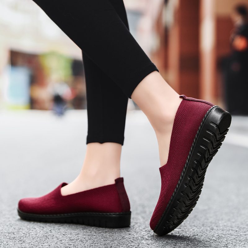Claudia Dame Åndbare Komfortable Slip-on Loafer Sko - Rød