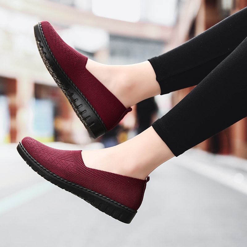 Claudia Dame Åndbare Komfortable Slip-on Loafer Sko - Rød