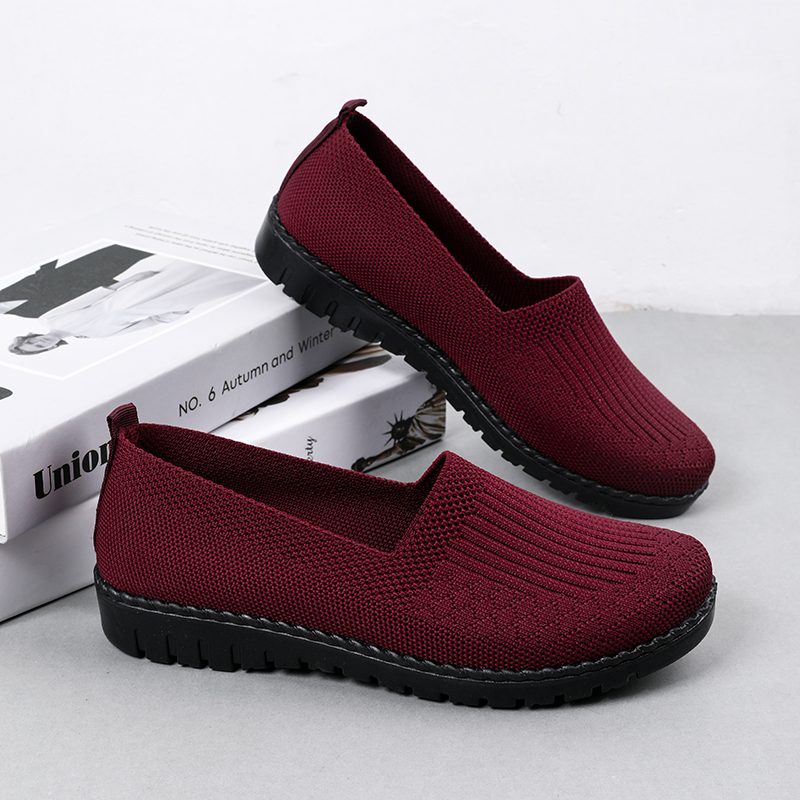 Claudia Dame Åndbare Komfortable Slip-on Loafer Sko - Rød