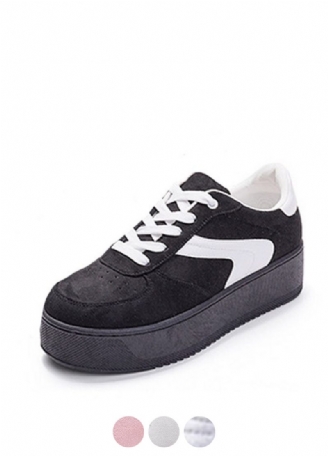 Cleo Plataform Canvas Sort Sneaker Med Snørebånd Til Kvinder