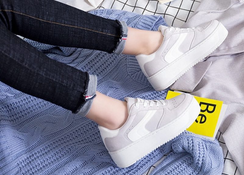 Cleo Plataform Canvas Sort Sneaker Med Snørebånd Til Kvinder - Grå