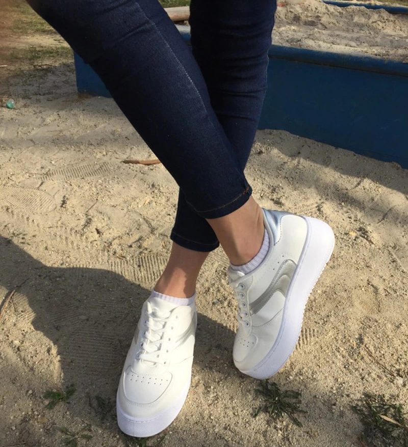 Cleo Plataform Canvas Sort Sneaker Med Snørebånd Til Kvinder - Grå
