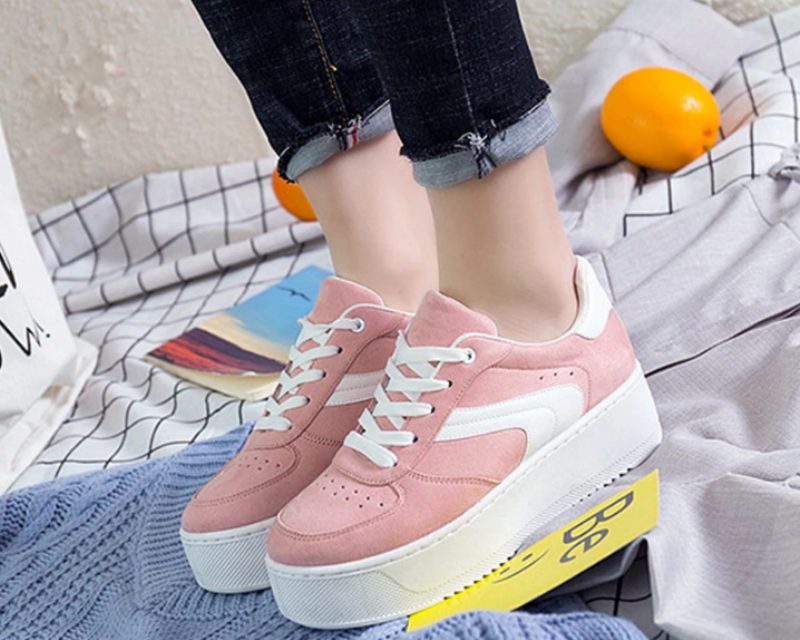 Cleo Plataform Canvas Sort Sneaker Med Snørebånd Til Kvinder - Grå