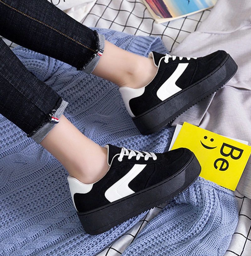 Cleo Plataform Canvas Sort Sneaker Med Snørebånd Til Kvinder - Grå