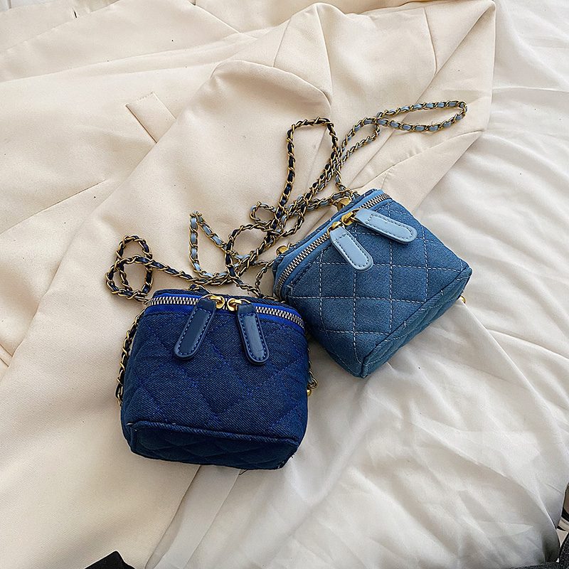 Collin Kviltet Mini Crossbody Håndtaske Til Kvinder - Blå
